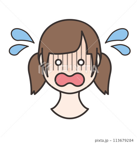 慌てている表情の女の子 イラスト 慌てている表情の女の子 イラスト 113679284