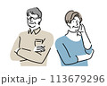笑顔の老夫婦 113679296
