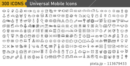 set of 300 icons in trendy line style. Business, ecommerce, finance, accounting. Big set Icons collection. Vector illustration 113679433