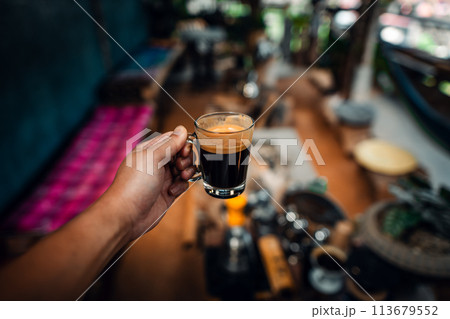 Fresh coffee in the morning at home Fresh coffee in the morning at home 113679552