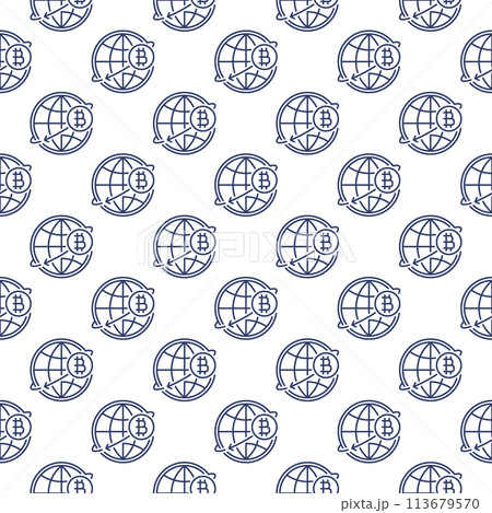 Bitcoin around the World Globe vector Cryptocurrency seamless pattern in outline style Bitcoin around the World Globe vector Cryptocurrency seamless pattern in outline style 113679570