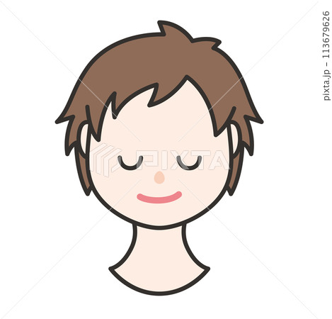 落ち着いた表情の男の子　イラスト 113679626