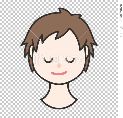 落ち着いた表情の男の子　イラスト 113679626