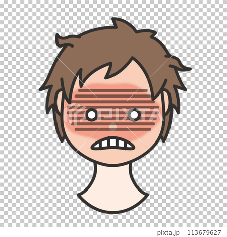 業腹な表情の男の子　イラスト 113679627