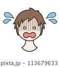 慌てている表情の男の子　イラスト 113679633