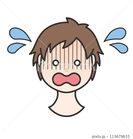 慌てている表情の男の子 イラスト 慌てている表情の男の子 イラスト 113679633