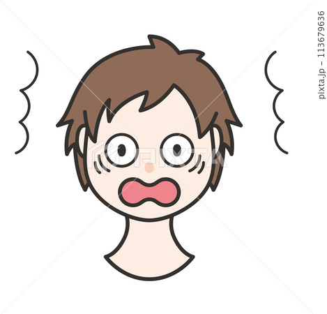 驚いた表情の男の子　イラスト 113679636