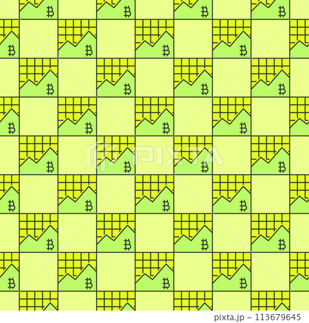 Cryptocurrency Online Trading vector Bitcoin Graph colored seamless pattern 113679645