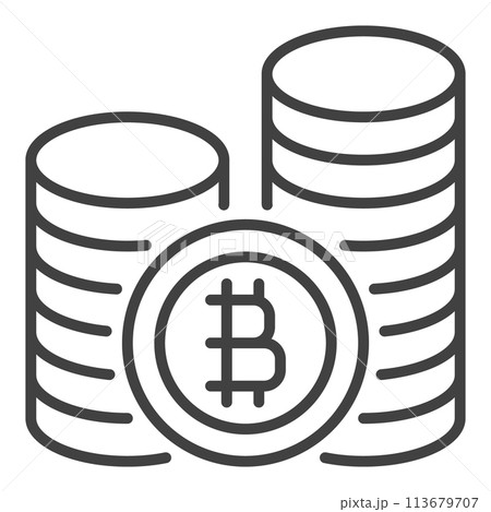 Bitcoin coins vector Cryptocurrency icon or symbol in thin line style Bitcoin coins vector Cryptocurrency icon or symbol in thin line style 113679707