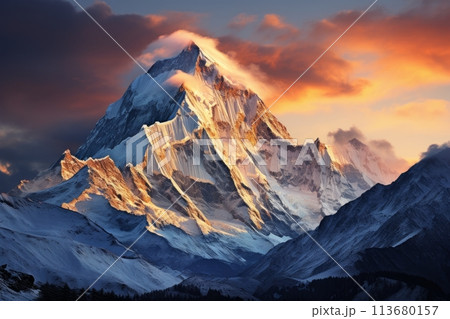 Everest and mountains of Tibet 113680157