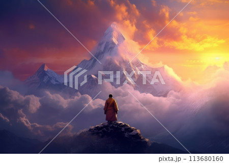 Everest and mountains of Tibet 113680160