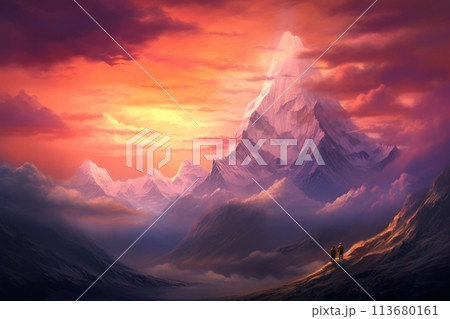 Everest and mountains of Tibet 113680161