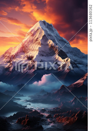 Everest and mountains of Tibet 113680162