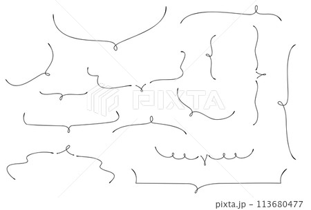 シンプルな半分の下線吹き出し ボールペンで書いたような線画 シンプルな半分の下線吹き出し ボールペンで書いたような線画 113680477