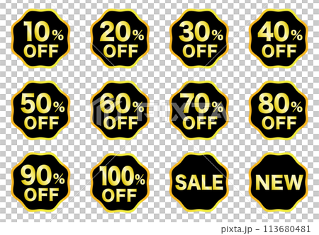 Cool icon coupon sticker for 10% to 100% off 113680481