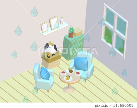 湿気が多い部屋　俯瞰 113680509