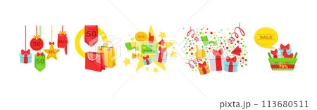 Sale and Discount Item and Element Bright Vector Set Sale and Discount Item and Element Bright Vector Set 113680511