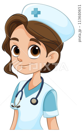 Friendly Nurse Character Illustration Friendly Nurse Character Illustration 113680651