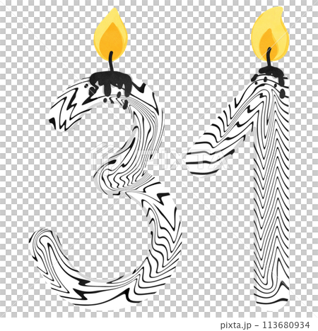 31st Birthday candle number, age, anniversary, burning candle number 113680934