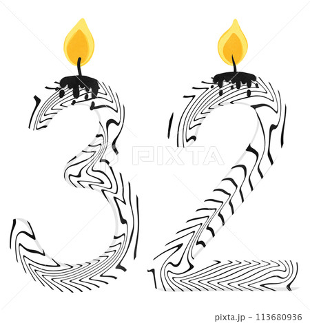 32nd Birthday candle number, age, anniversary, burning candle number 113680936