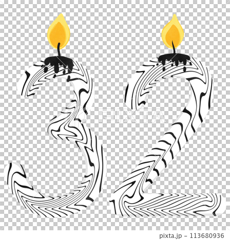 32nd Birthday candle number, age, anniversary, burning candle number 113680936