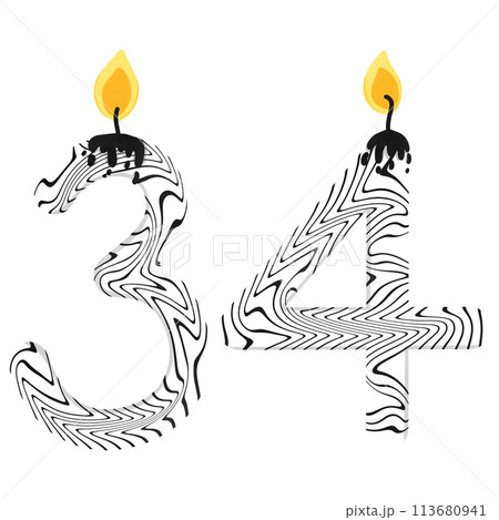 34th Birthday candle number, age, anniversary, burning candle number 113680941