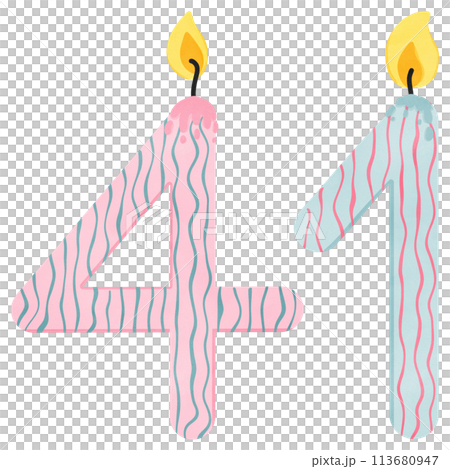 41st Birthday candle number, age, anniversary, burning candle number 113680947