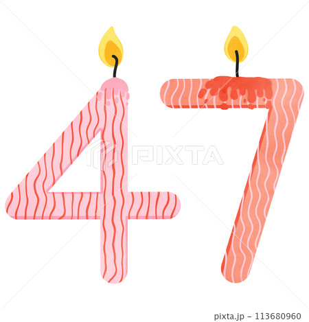 47th Birthday candle number, age, anniversary, burning candle number 113680960