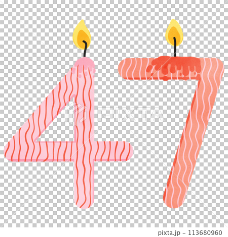 47th Birthday candle number, age, anniversary, burning candle number 113680960