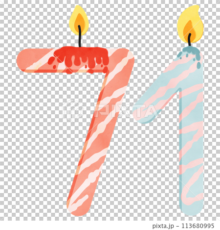 71st Birthday candle number, age, anniversary, burning candle number 113680995