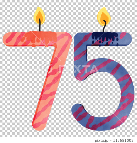 75th Birthday candle number, age, anniversary, burning candle number 113681005