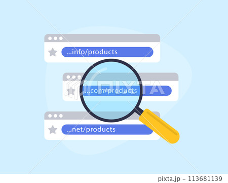 SEO-friendly domain name concept. Domain SEO optimizes website names for search engines and users, focusing on short, readable and keyword-rich names to improve search rankings and relevance 113681139