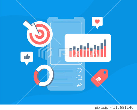 Social media metrics - insights into analytics, audience engagement and performance monitoring. Optimize smm strategy by tracking likes, shares, comments and follower growth Social media metrics - insights into analytics, audience engagement and performance monitoring. Optimize smm strategy by tracking likes, shares, comments and follower growth 113681140