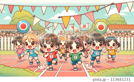 可愛い子供たちのかけっこ 113681231