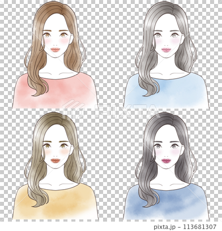 パーソナルカラー　診断　イメージイラスト　セット 113681307