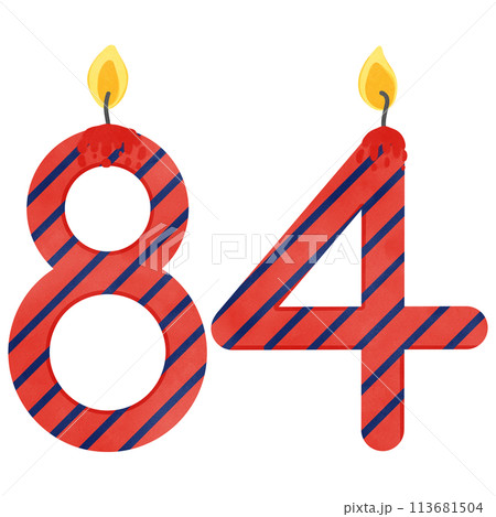 84th Birthday candle number, age, anniversary, burning candle number 113681504