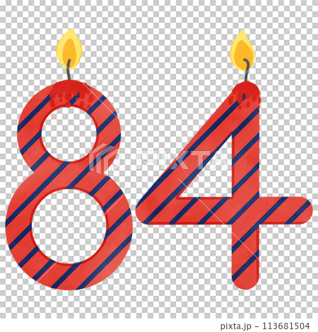 84th Birthday candle number, age, anniversary, burning candle number 113681504