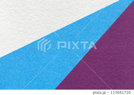 Texture of old craft white, purple and turquoise color paper background, macro. Vintage abstract blue cardboard 113681710
