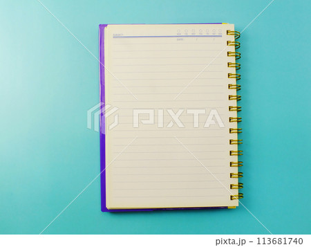 top view of notebook blank paper for copy space background 113681740