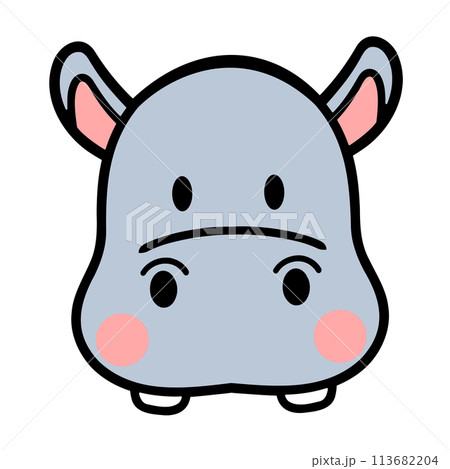 A cartoon hippopotamus face A cartoon hippopotamus face 113682204