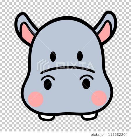 A cartoon hippopotamus face A cartoon hippopotamus face 113682204