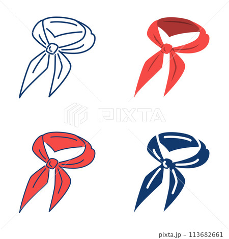 Pioneer red necktie icon set 113682661