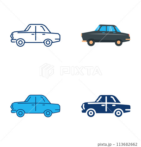 Retro Soviet car icon set 113682662