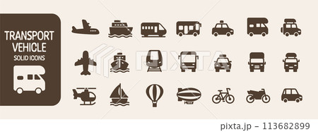 輸送・乗り物　ソリッドアイコンセット 113682899