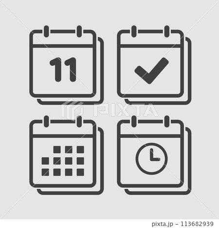 Icon calendar number 11, agenda app, timer, done 113682939