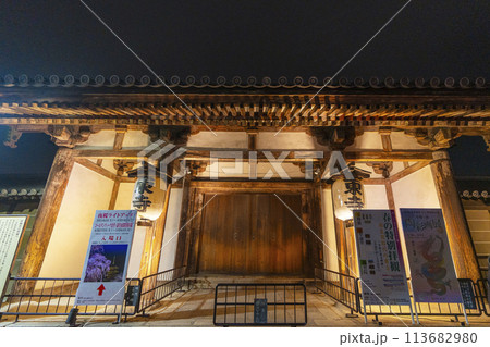 東寺 夜のライトアップ 慶賀門 東寺 夜のライトアップ 慶賀門 113682980
