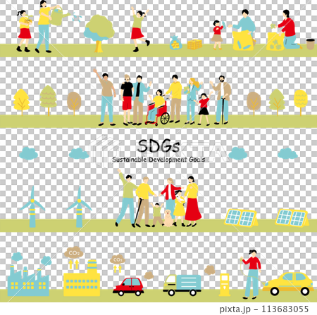SDGs　持続可能な社会　シームレス素材集 113683055