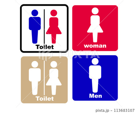 トイレのアイコン　男女　男　女　カラー　2 113683107