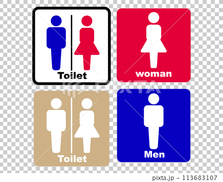 トイレのアイコン　男女　男　女　カラー　2 113683107