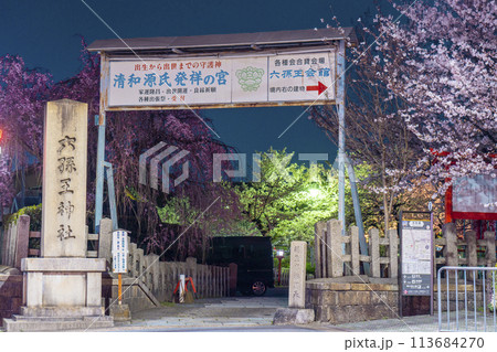 京都 六孫王神社 満開の夜桜 京都 六孫王神社 満開の夜桜 113684270